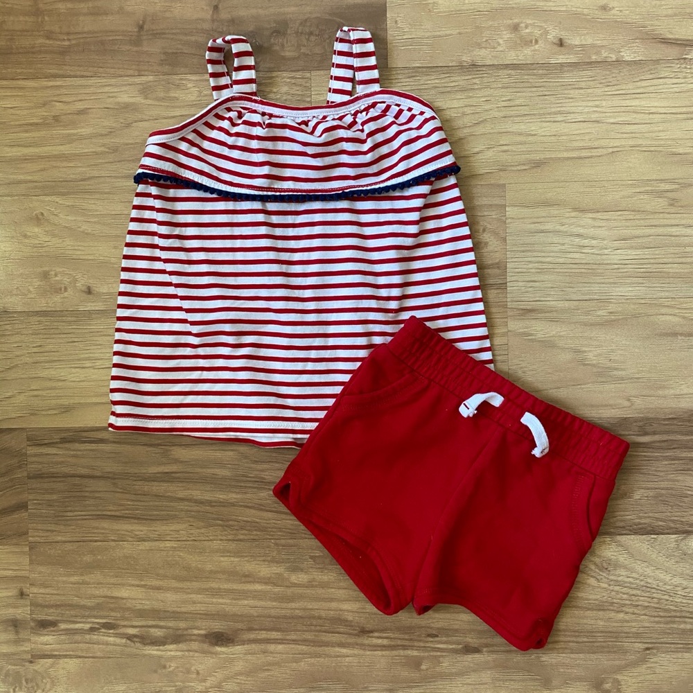 Red, white & blue shorts and tank top